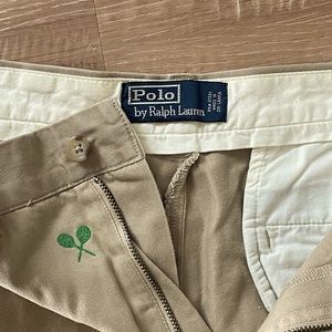 Ralph Lauren khaki embroidered tennis racket shorts